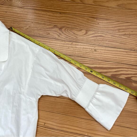 Shirt Dress Halston Heritage Smock Sleeve Overlay White Women's Size Small - Picture 13 of 14